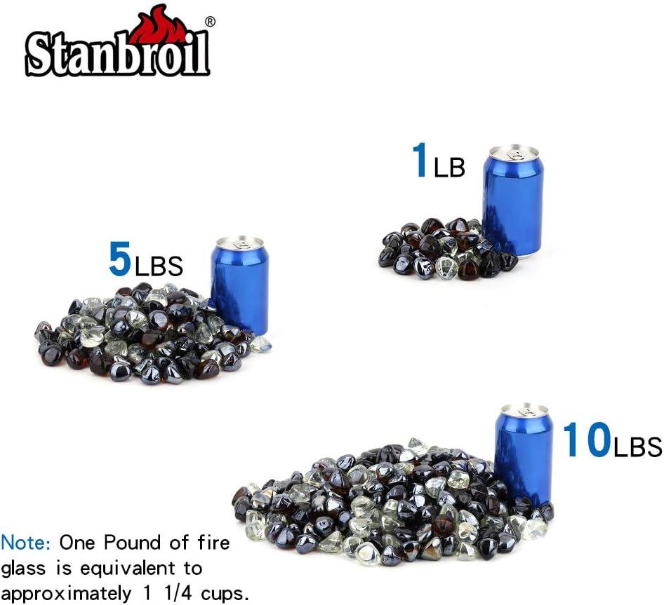 Stanbroil 10-Pound Blended Fire Glass Diamonds – 1/2 inch Fire Glass Blended Caribbean Blue, Crystal Ice, Amber Luster for Indoor and Outdoor Gas Fire Pits and Fireplaces(Onyx Black  Crystal Ice  Amber)