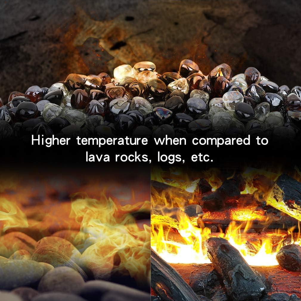 Stanbroil 10-Pound Blended Fire Glass Diamonds – 1/2 inch Fire Glass Blended Caribbean Blue, Crystal Ice, Amber Luster for Indoor and Outdoor Gas Fire Pits and Fireplaces(Onyx Black  Crystal Ice  Amber)