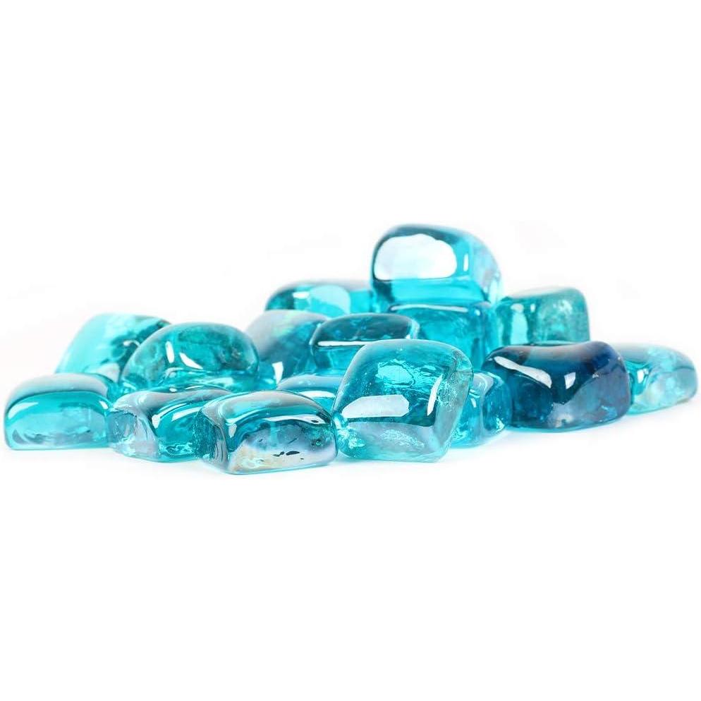 Stanbroil 10-Pound Fire Glass Cubes – 1 inch Fire Glass for Fireplace Fire Pit, Royal Cobalt Blue Reflective(New Caribbean Blue Reflective)