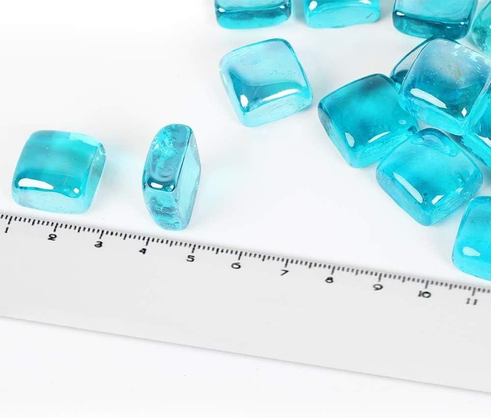 Stanbroil 10-Pound Fire Glass Cubes – 1 inch Fire Glass for Fireplace Fire Pit, Royal Cobalt Blue Reflective(New Caribbean Blue Reflective)