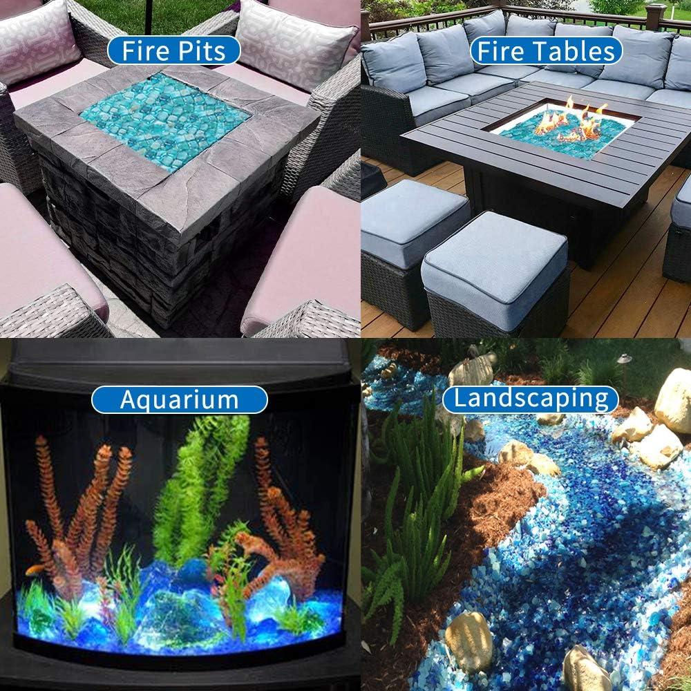 Stanbroil 10-Pound Fire Glass Cubes – 1 inch Fire Glass for Fireplace Fire Pit, Royal Cobalt Blue Reflective(New Caribbean Blue Reflective)