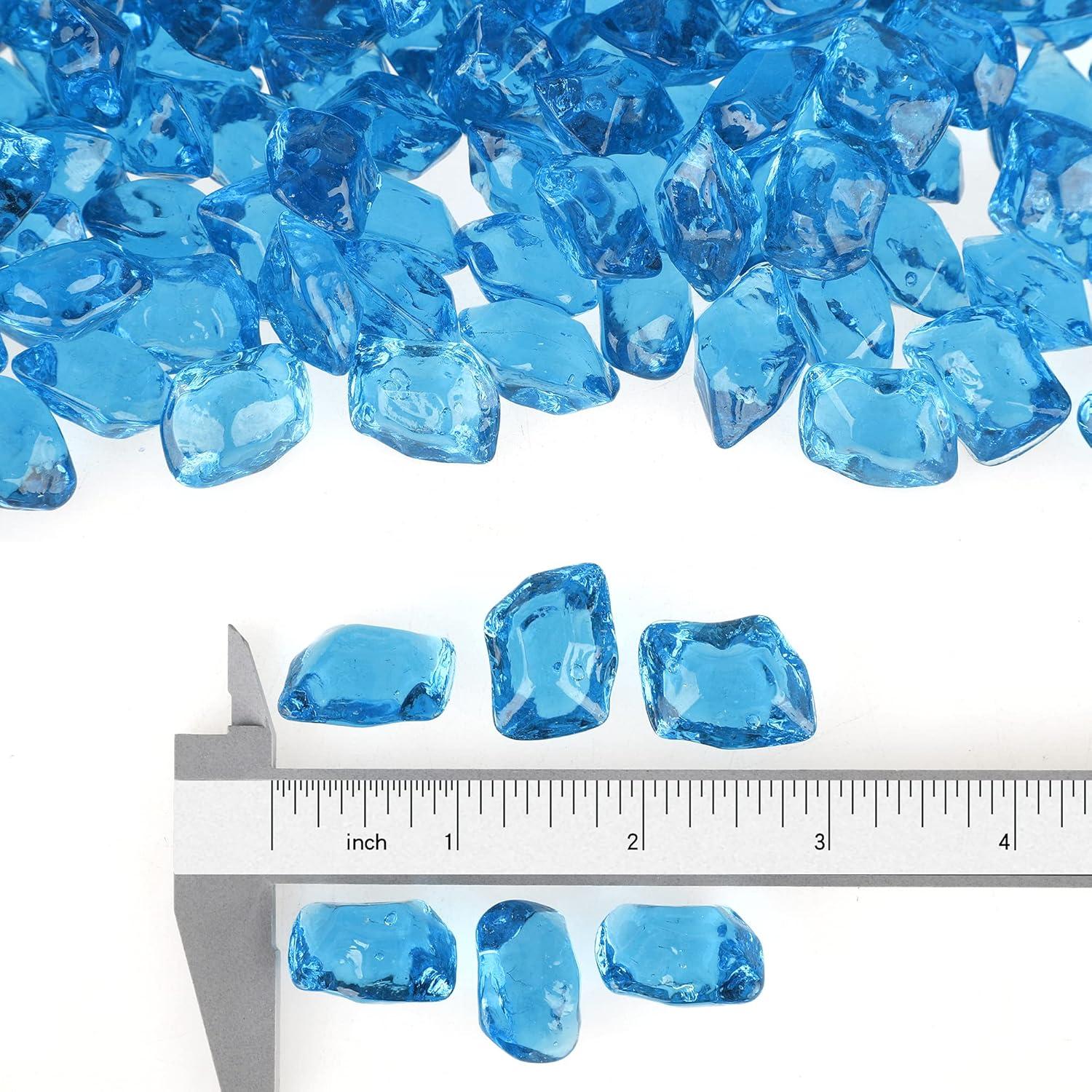 Stanbroil 10-Pound Fire Glass – 1/2 inch Polygon Fire Glass for Fireplace Fire Pit and Landscaping, Crystal(Aqua Blue)