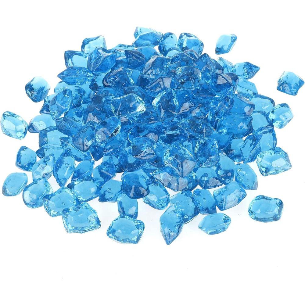 Stanbroil 10-Pound Fire Glass – 1/2 inch Polygon Fire Glass for Fireplace Fire Pit and Landscaping, Amber(Aqua Blue)