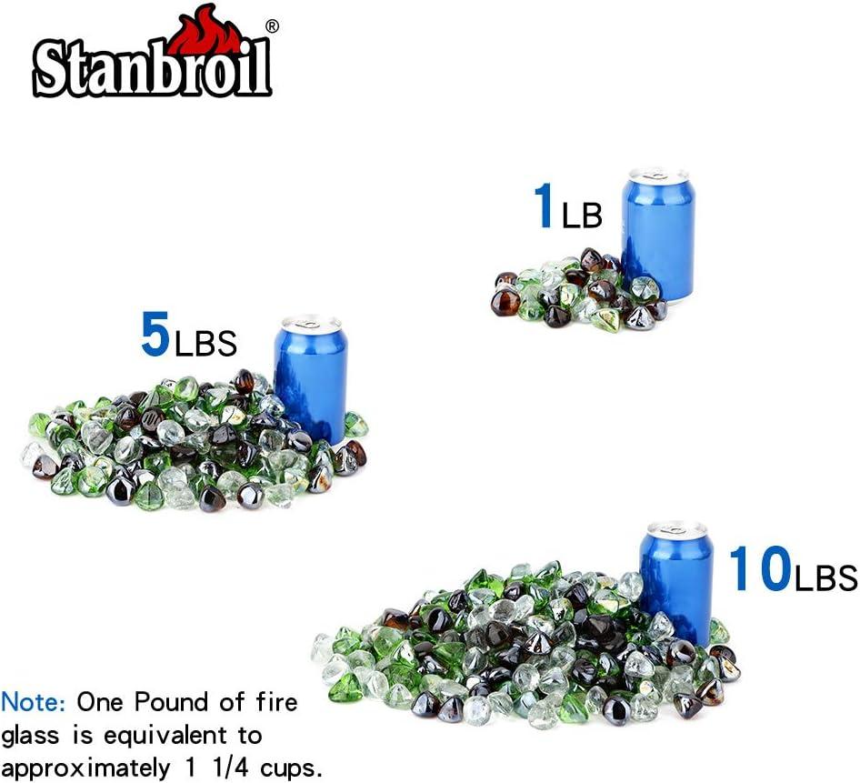 Stanbroil 10-Pound Blended Fire Glass Diamonds – 1/2 inch Fire Glass Blended Caribbean Blue, Crystal Ice, Amber Luster for Indoor and Outdoor Gas Fire Pits and Fireplaces(Emerald Green  Crystal Ice  Amber)