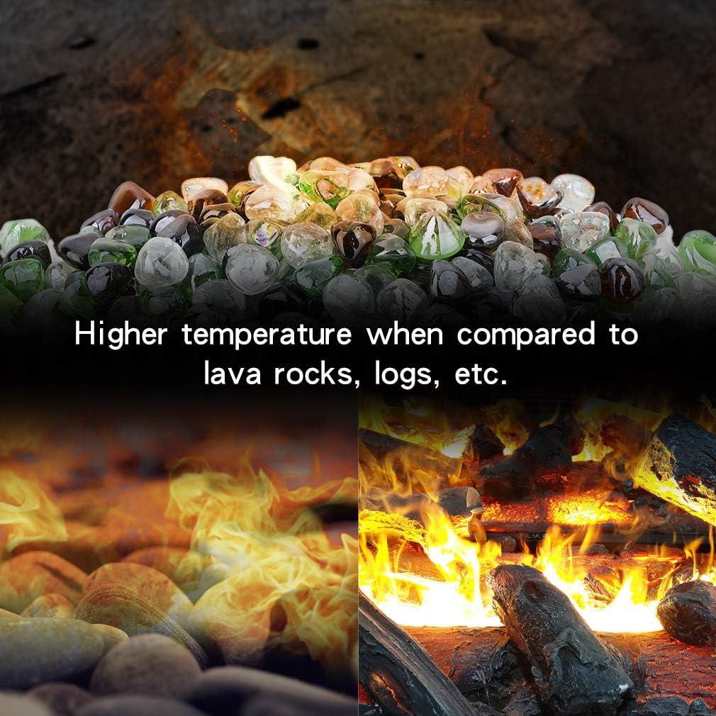 Stanbroil 10-Pound Blended Fire Glass Diamonds – 1/2 inch Fire Glass Blended Caribbean Blue, Crystal Ice, Amber Luster for Indoor and Outdoor Gas Fire Pits and Fireplaces(Emerald Green  Crystal Ice  Amber)