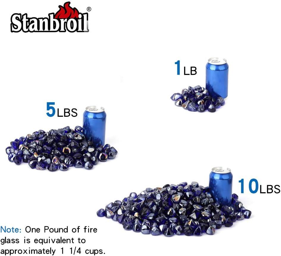 Stanbroil 10-Pound Fire Glass Diamonds – 1/2 inch Luster Fire Glass for Fireplace Fire Pit and Landscaping, Emerald Green Luster(Royal Cobalt Blue Luster)