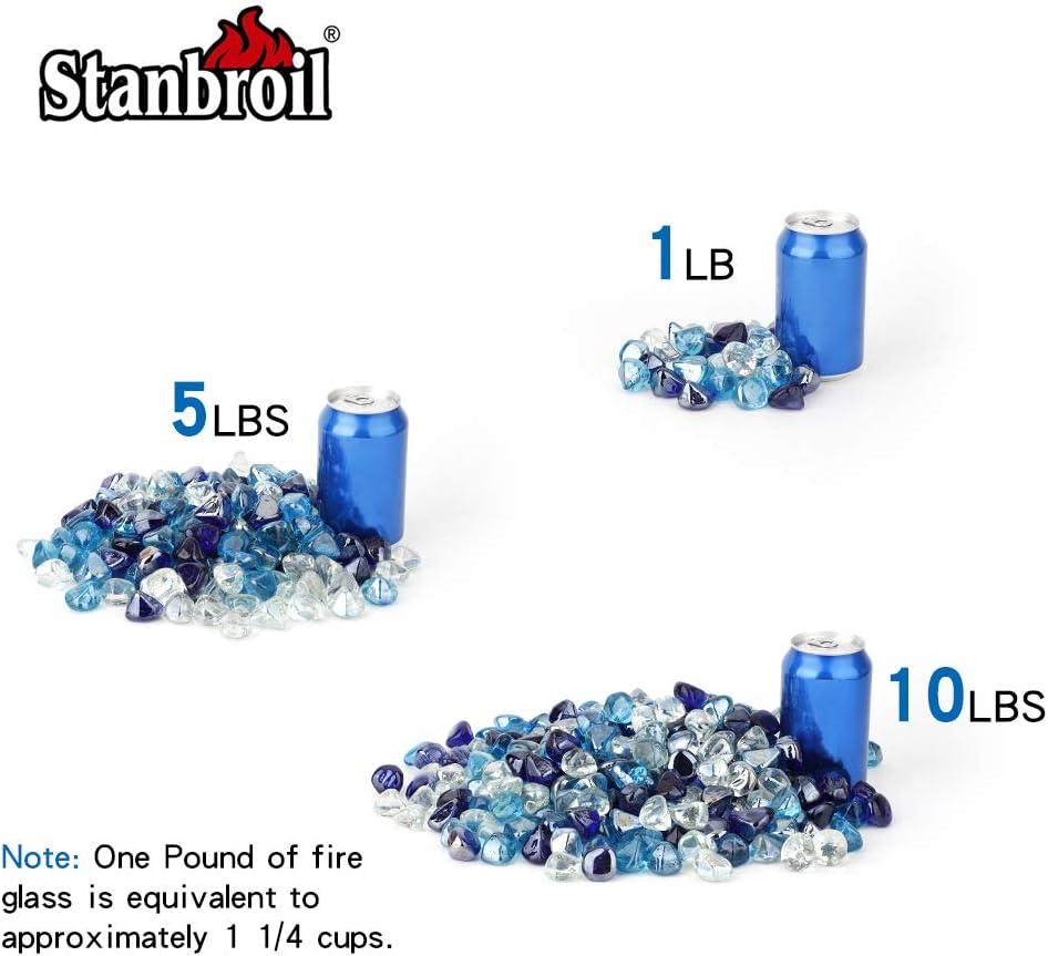 Stanbroil 10-Pound Blended Fire Glass Diamonds – 1/2 inch Fire Glass Blended Caribbean Blue, Crystal Ice, Amber Luster for Indoor and Outdoor Gas Fire Pits and Fireplaces(Cobalt Blue  Crystal Ice  Caribbean Blue)