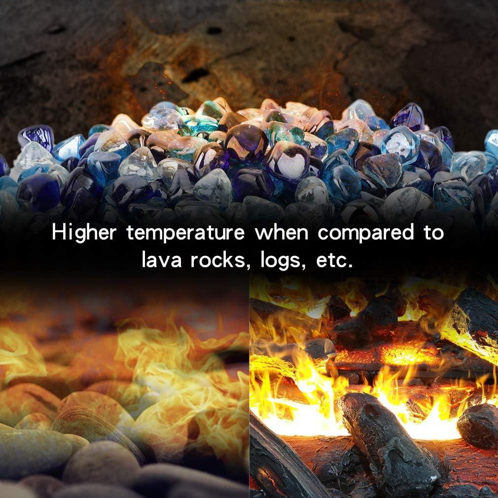 Stanbroil 10-Pound Blended Fire Glass Diamonds – 1/2 inch Fire Glass Blended Caribbean Blue, Crystal Ice, Amber Luster for Indoor and Outdoor Gas Fire Pits and Fireplaces(Cobalt Blue  Crystal Ice  Caribbean Blue)