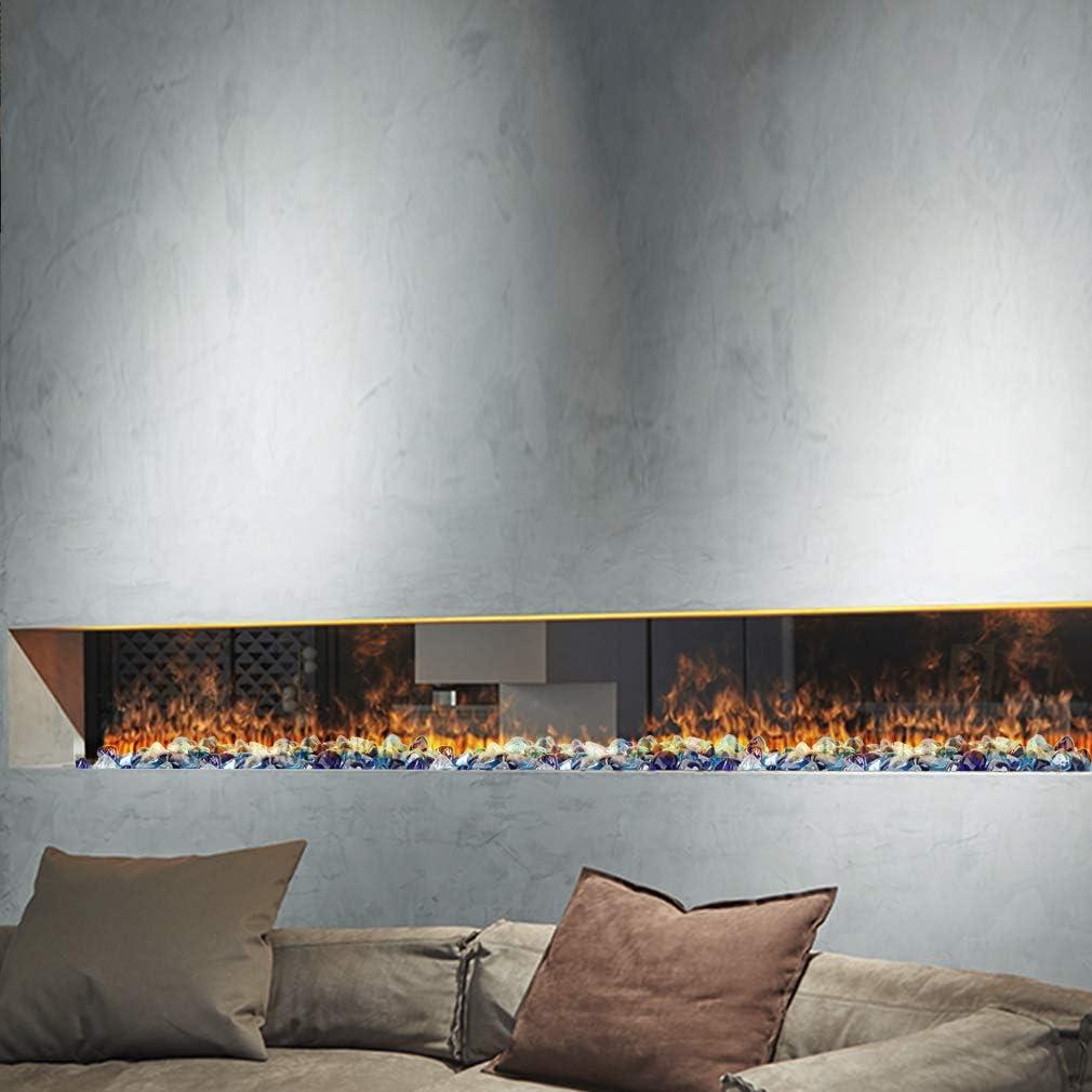 Stanbroil 10-Pound Blended Fire Glass Diamonds – 1/2 inch Fire Glass Blended Caribbean Blue, Crystal Ice, Amber Luster for Indoor and Outdoor Gas Fire Pits and Fireplaces(Cobalt Blue  Crystal Ice  Caribbean Blue)