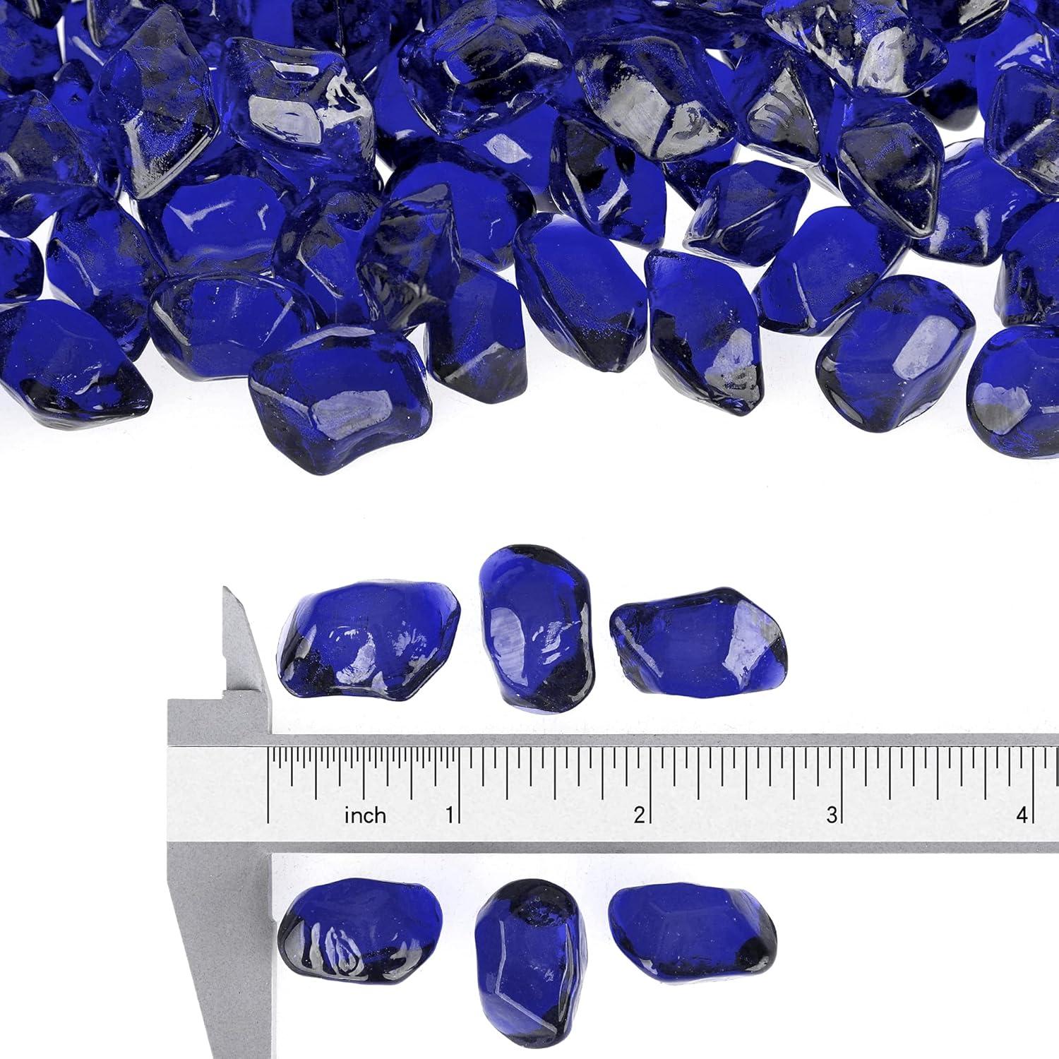 Stanbroil 10-Pound Fire Glass – 1/2 inch Polygon Fire Glass for Fireplace Fire Pit and Landscaping, Crystal(Cobalt Blue)
