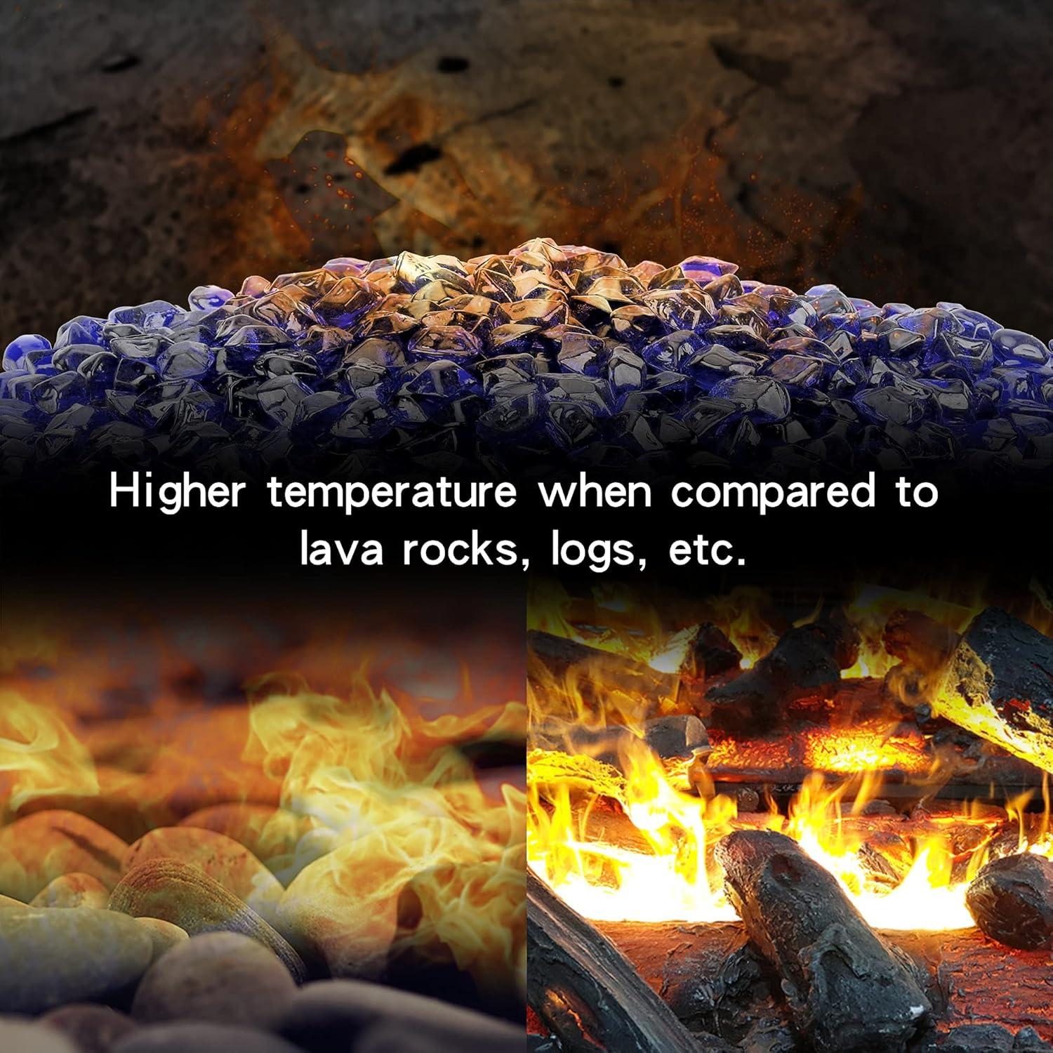 Stanbroil 10-Pound Fire Glass – 1/2 inch Polygon Fire Glass for Fireplace Fire Pit and Landscaping, Crystal(Cobalt Blue)