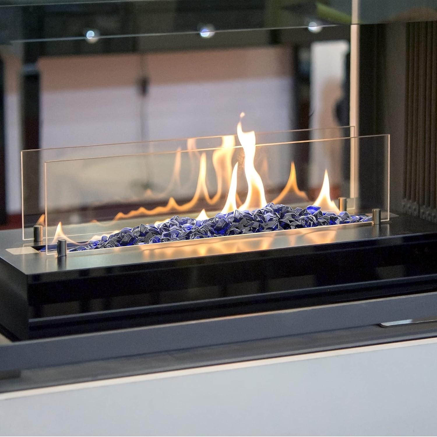 Stanbroil 10-Pound Fire Glass – 1/2 inch Polygon Fire Glass for Fireplace Fire Pit and Landscaping, Crystal(Cobalt Blue)