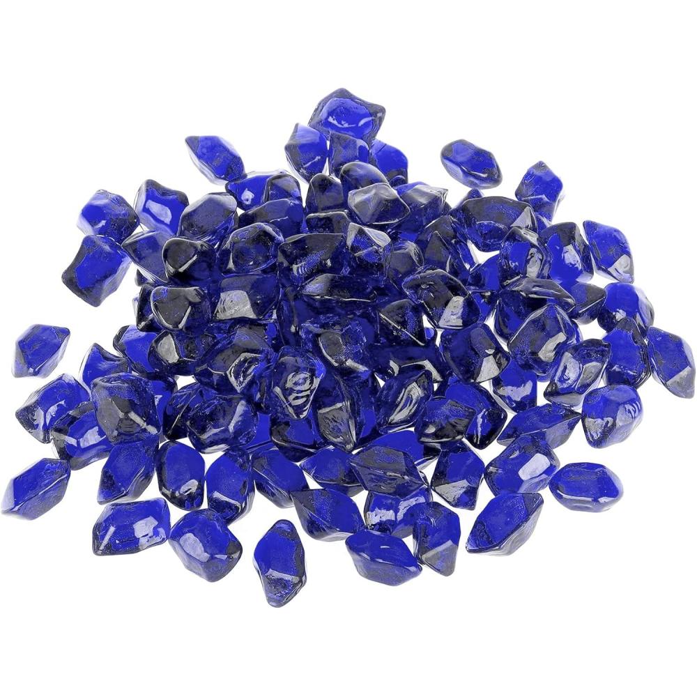 Stanbroil 10-Pound Fire Glass – 1/2 inch Polygon Fire Glass for Fireplace Fire Pit and Landscaping, Amber(Cobalt Blue)