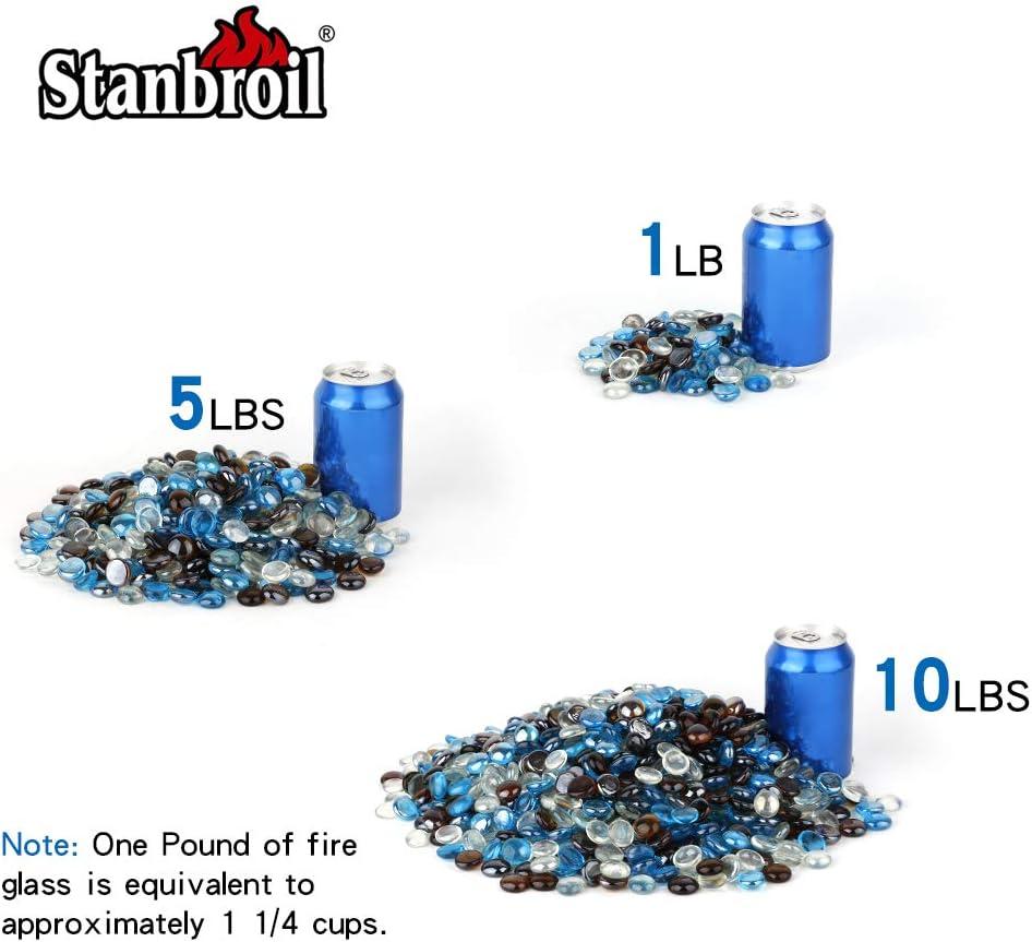 Stanbroil 10-Pound Blended Fire Glass Beads – 1/2 inch Fire Glass Drops Blended Caribbean Blue, Crystal Ice, Caramel Luster for Indoor and Outdoor Gas Fire Pits and Fireplaces(Caribbean Blue  Crystal Ice  Caramel)