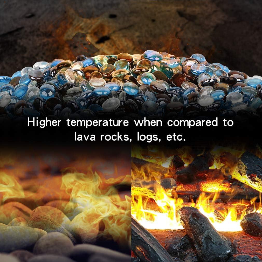 Stanbroil 10-Pound Blended Fire Glass Beads – 1/2 inch Fire Glass Drops Blended Caribbean Blue, Crystal Ice, Caramel Luster for Indoor and Outdoor Gas Fire Pits and Fireplaces(Caribbean Blue  Crystal Ice  Caramel)