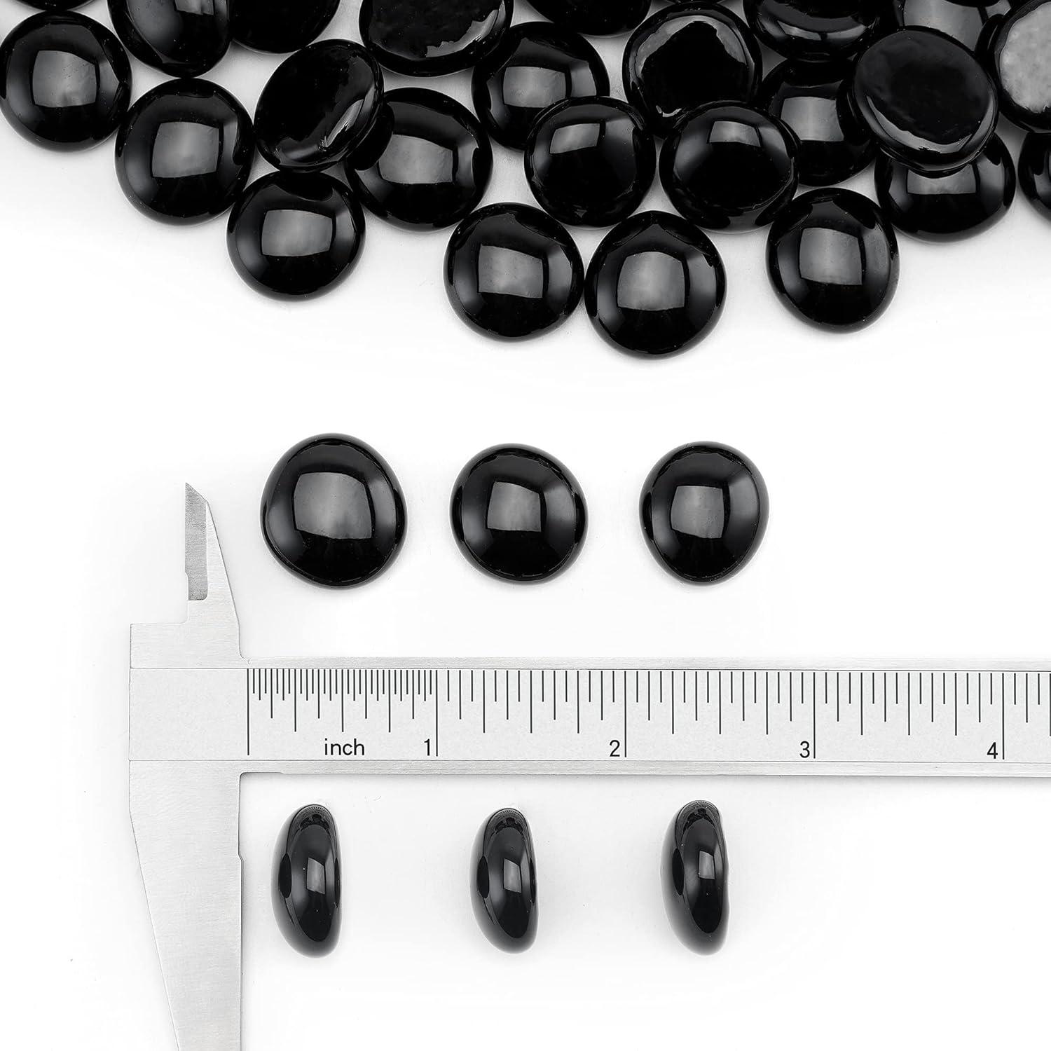 Stanbroil 10-Pound Fire Glass Beads – 1/2 inch Luster Fire Glass Drops for Fireplace Fire Pit | Gas Log Sets | Landscaping | Fish Tank, Amber Luster(Onyx Black)