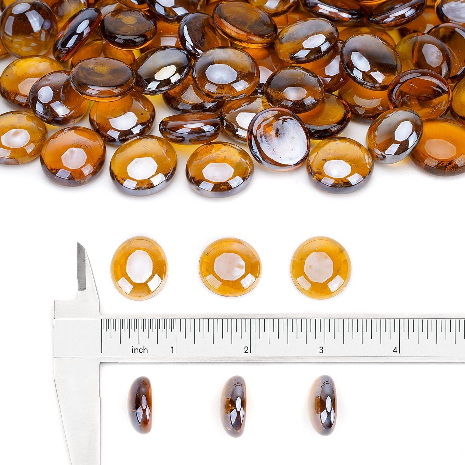 Stanbroil 10-Pound Fire Glass Beads – 1/2 inch Luster Fire Glass Drops for Fireplace Fire Pit | Gas Log Sets | Landscaping | Fish Tank, Amber Luster(Caramel Luster)