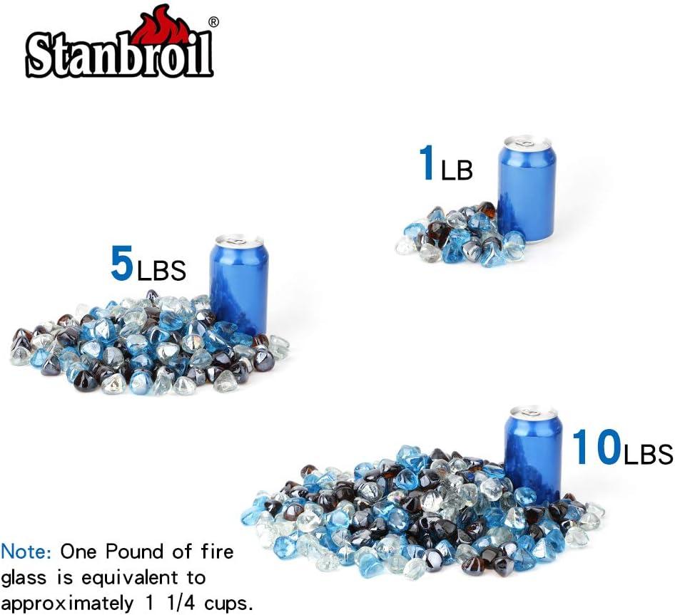 Stanbroil 10-Pound Blended Fire Glass Diamonds – 1/2 inch Fire Glass Blended Caribbean Blue, Crystal Ice, Amber Luster for Indoor and Outdoor Gas Fire Pits and Fireplaces(Caribbean Blue  Crystal Ice  Amber)