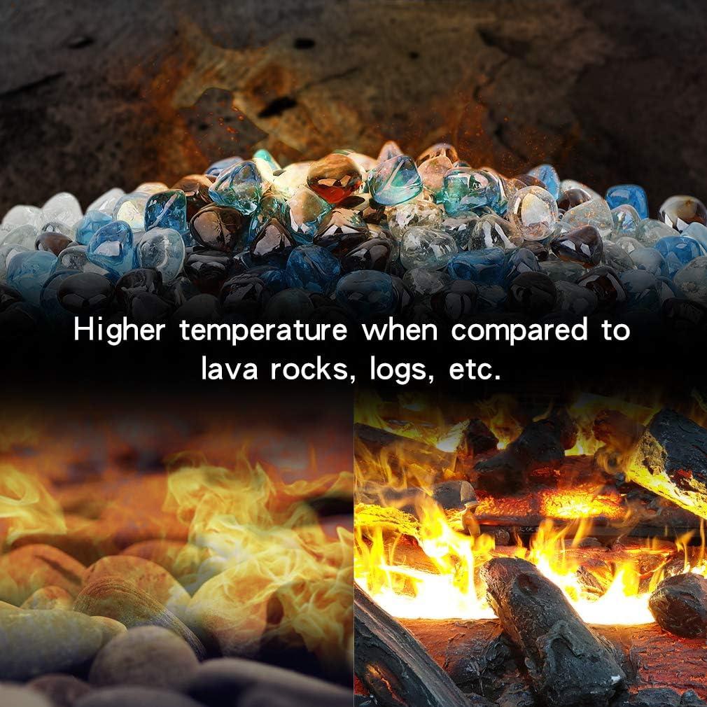Stanbroil 10-Pound Blended Fire Glass Diamonds – 1/2 inch Fire Glass Blended Caribbean Blue, Crystal Ice, Amber Luster for Indoor and Outdoor Gas Fire Pits and Fireplaces(Caribbean Blue  Crystal Ice  Amber)