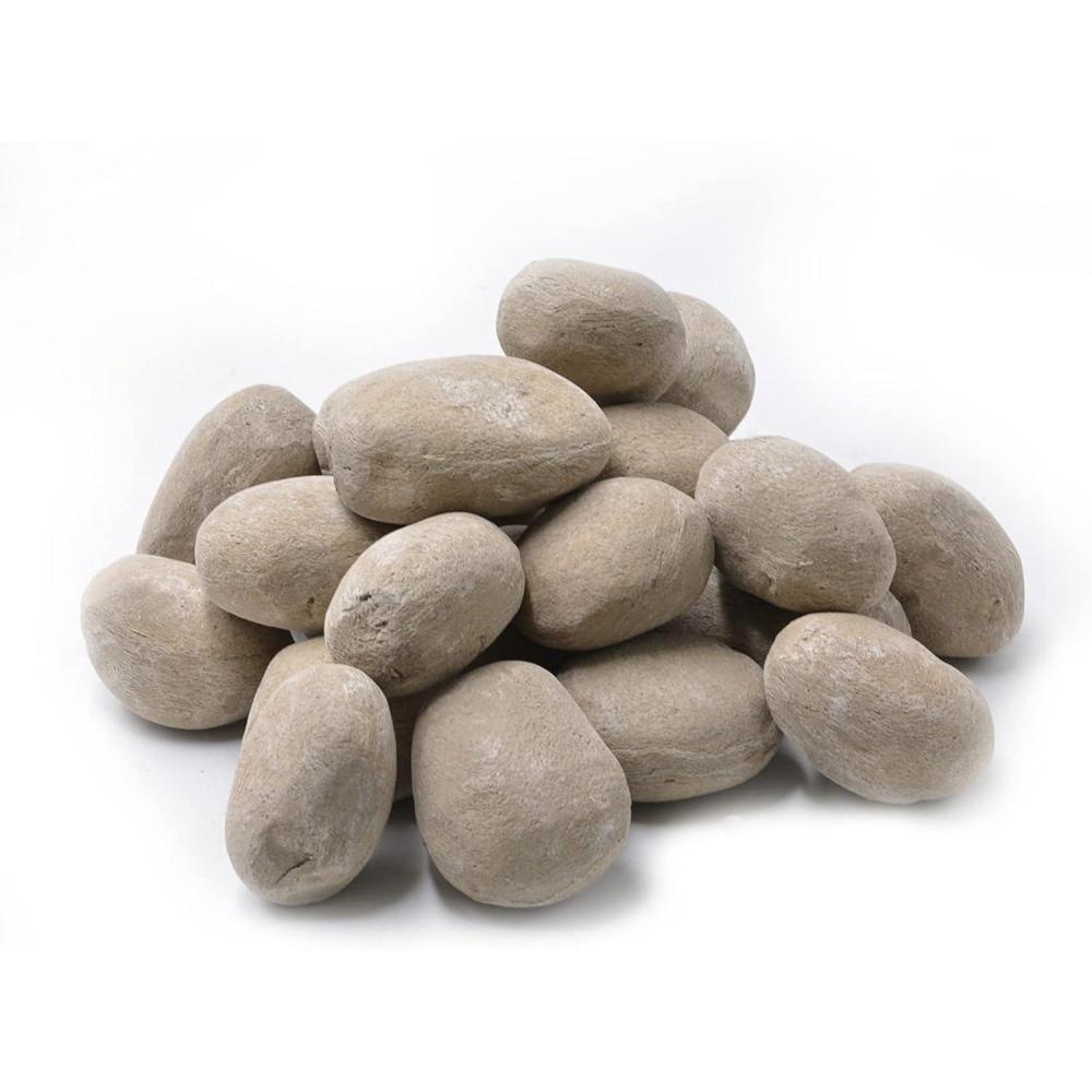 Stanbroil 24pcs Light Weight Ceramic Fiber Pebble Stones for Fire Pit and Fireplace – Grey(24pcs  Beige)