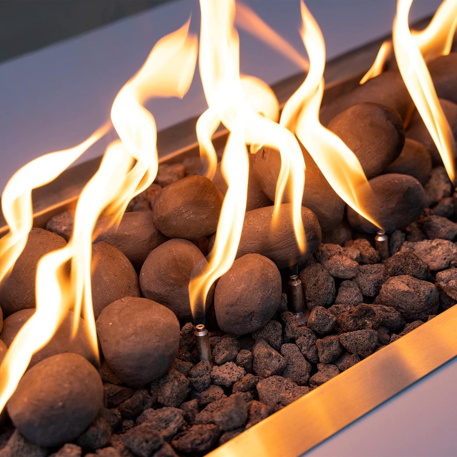 Stanbroil 24pcs Light Weight Ceramic Fiber Pebble Stones for Fire Pit and Fireplace – Grey(24pcs  Black)