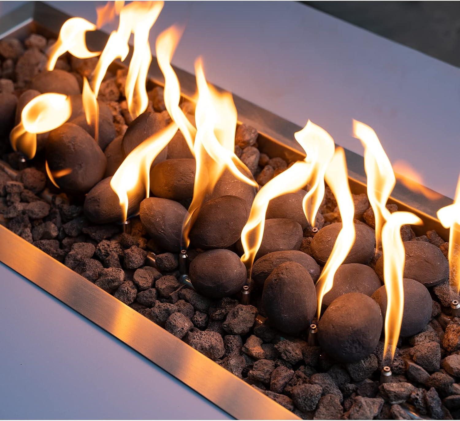 Stanbroil 24pcs Light Weight Ceramic Fiber Pebble Stones for Fire Pit and Fireplace – Grey(24pcs  Black)