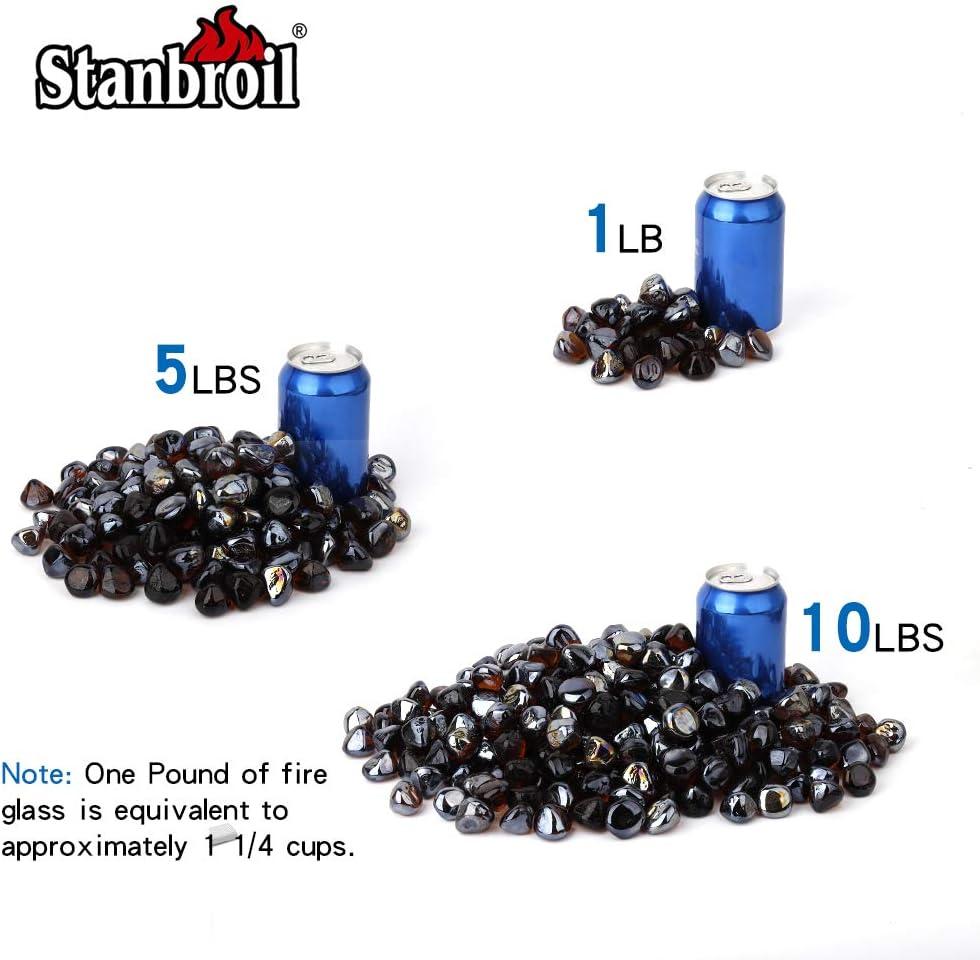 Stanbroil 10-Pound Fire Glass Diamonds – 1/2 inch Luster Fire Glass for Fireplace Fire Pit and Landscaping, Emerald Green Luster(Amber Luster)