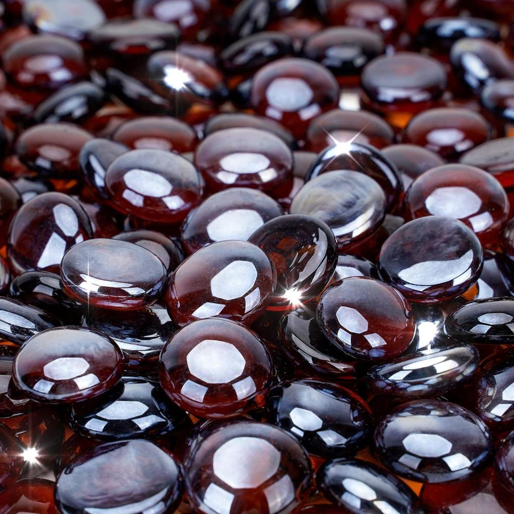 Stanbroil 10-Pound Fire Glass Beads – 1/2 inch Luster Fire Glass Drops for Fireplace Fire Pit | Gas Log Sets | Landscaping | Fish Tank, Amber Luster(Amber Luster)