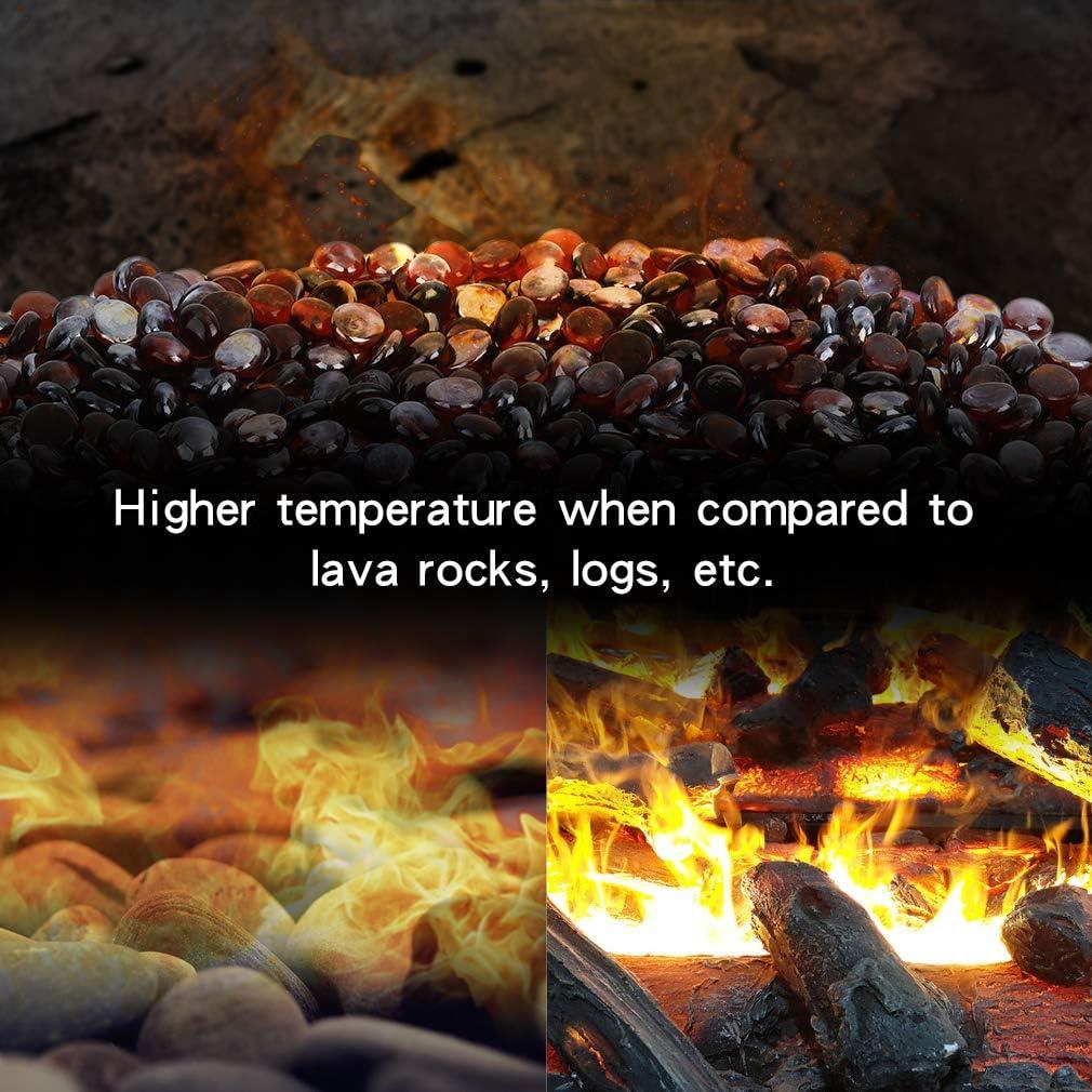 Stanbroil 10-Pound Fire Glass Beads – 1/2 inch Luster Fire Glass Drops for Fireplace Fire Pit | Gas Log Sets | Landscaping | Fish Tank, Amber Luster(Amber Luster)