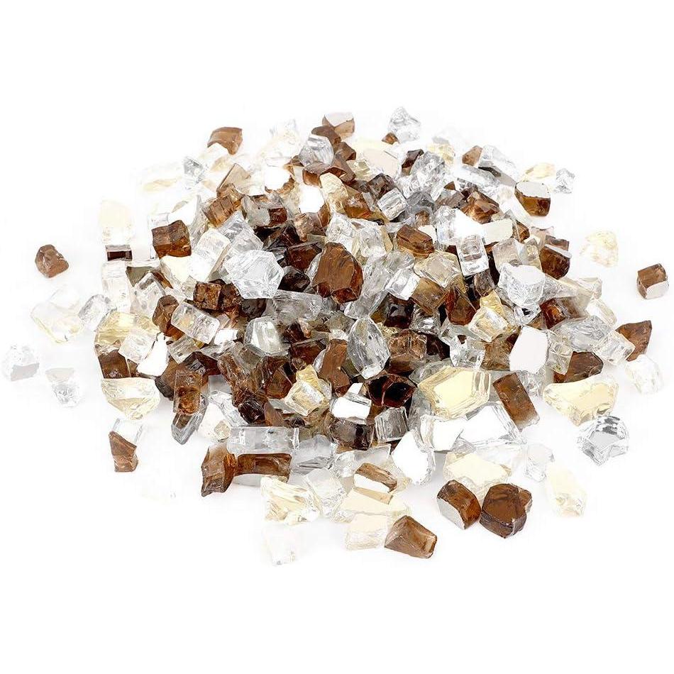 Stanbroil 10-Pound Blended Fire Glass – 1/2 inch Reflective Tempered Gold, Platinum, Copper for Indoor and Outdoor Gas Fire Pits and Fireplaces(Gold  Platinum  Copper)