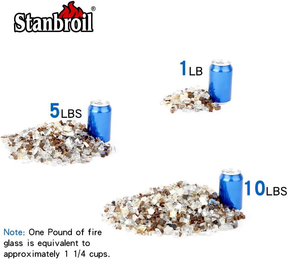 Stanbroil 10-Pound Blended Fire Glass – 1/2 inch Reflective Tempered Gold, Platinum, Copper for Indoor and Outdoor Gas Fire Pits and Fireplaces(Gold  Platinum  Copper)