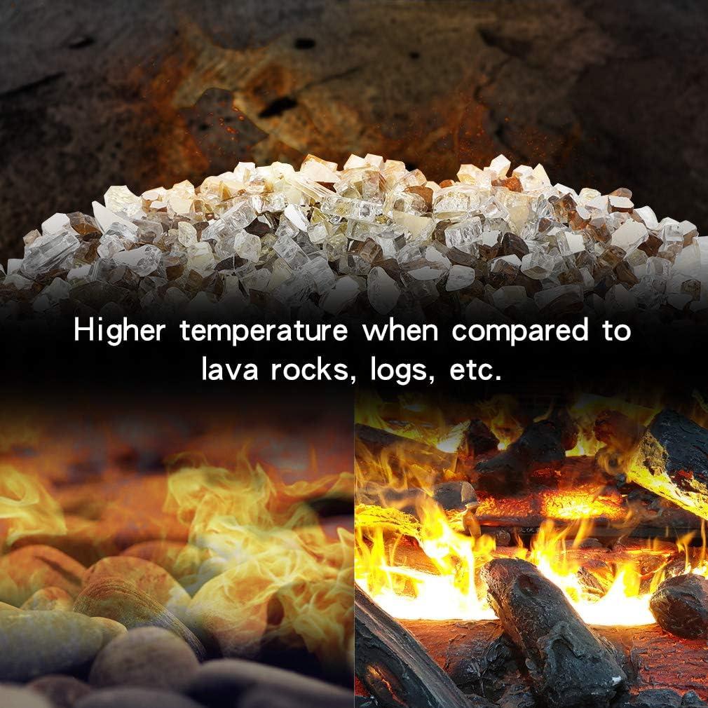 Stanbroil 10-Pound Blended Fire Glass – 1/2 inch Reflective Tempered Gold, Platinum, Copper for Indoor and Outdoor Gas Fire Pits and Fireplaces(Gold  Platinum  Copper)