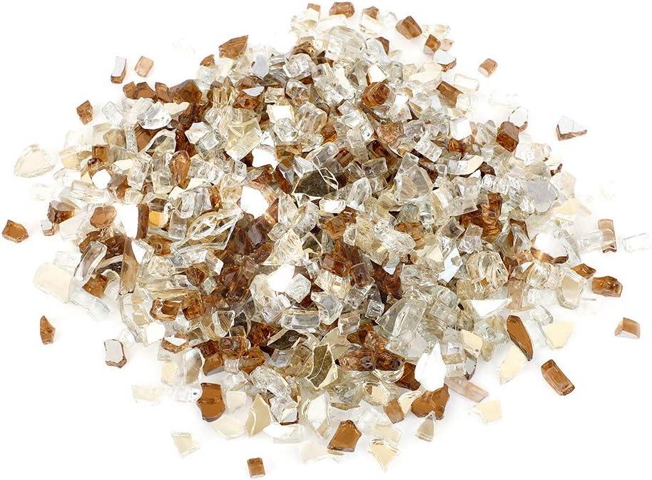 Stanbroil 10-Pound Blended Fire Glass – 1/2 inch Reflective Tempered Gold, Platinum, Copper for Indoor and Outdoor Gas Fire Pits and Fireplaces(Gold  Platinum  Copper)