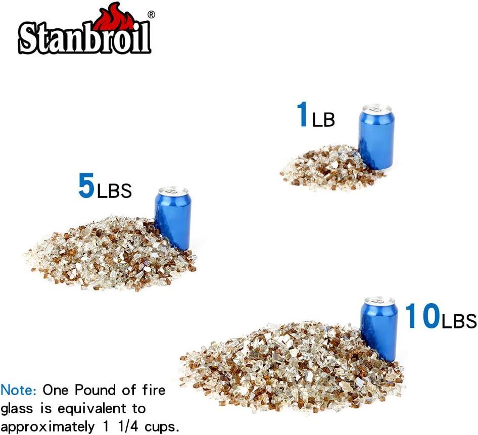 Stanbroil 10-Pound Blended Fire Glass – 1/2 inch Reflective Tempered Gold, Platinum, Copper for Indoor and Outdoor Gas Fire Pits and Fireplaces(Gold  Platinum  Copper)