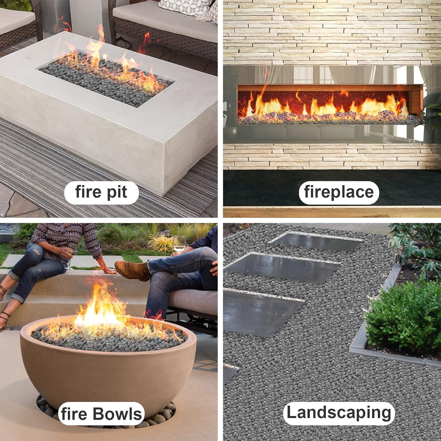 Stanbroil Tumbled Lava Rock Pebbles for Indoor or Outdoor Gas Fire Pits and Fireplaces – 10 pounds (1/2″-1″)(10 pounds  1-2 Inch)