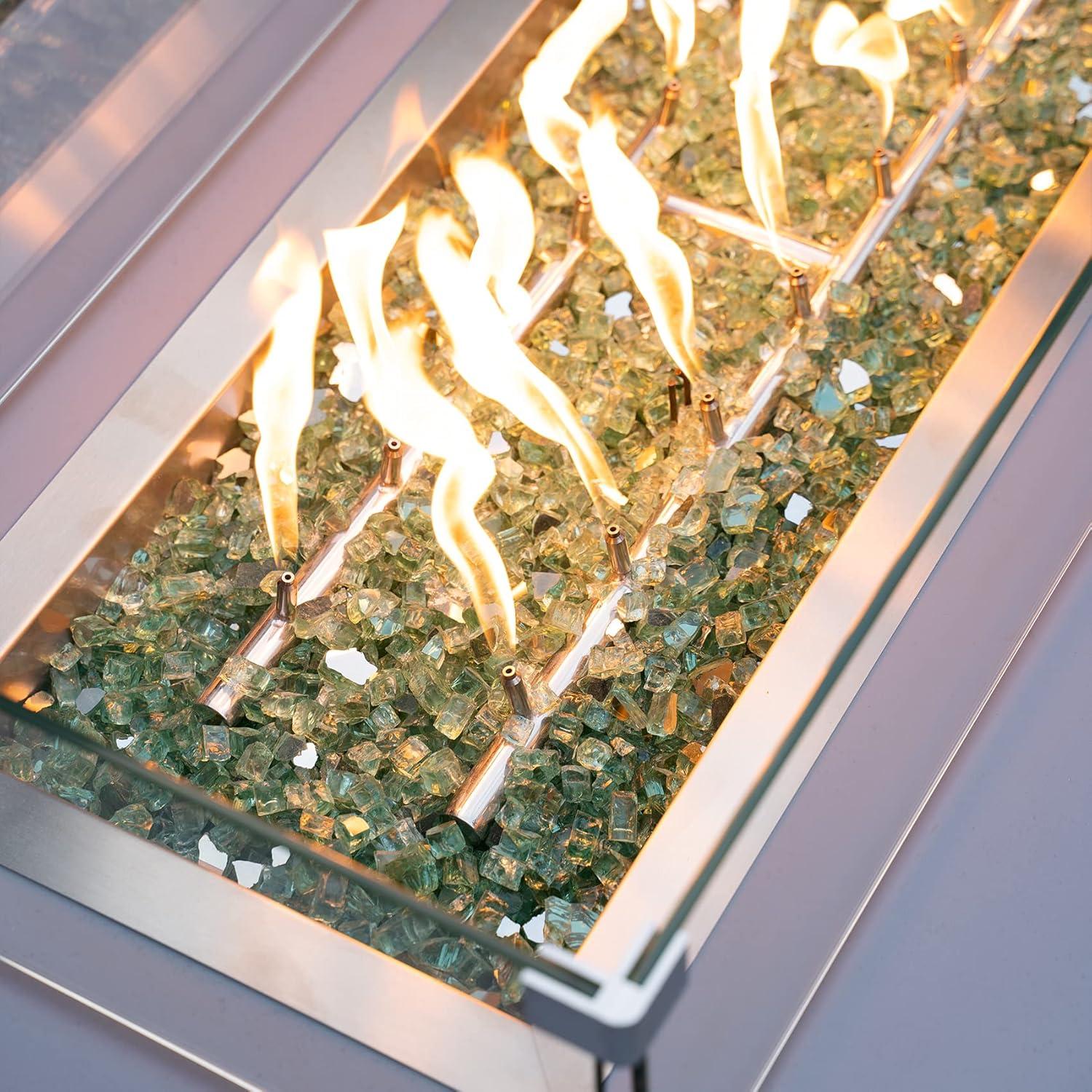 Stanbroil 10-Pound Fire Glass – 1/4 inch Reflective Tempered Fire Glass for Fireplace Fire Pit, Copper Reflective Fireglass(Light Green Reflective)