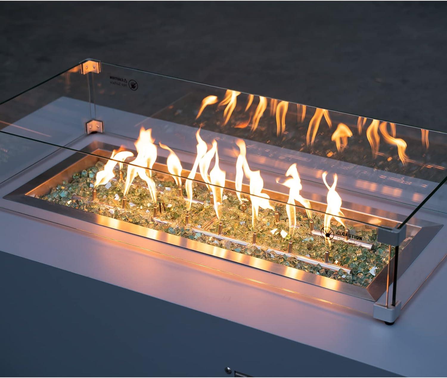 Stanbroil 10-Pound Fire Glass – 1/4 inch Reflective Tempered Fire Glass for Fireplace Fire Pit, Copper Reflective Fireglass(Light Green Reflective)