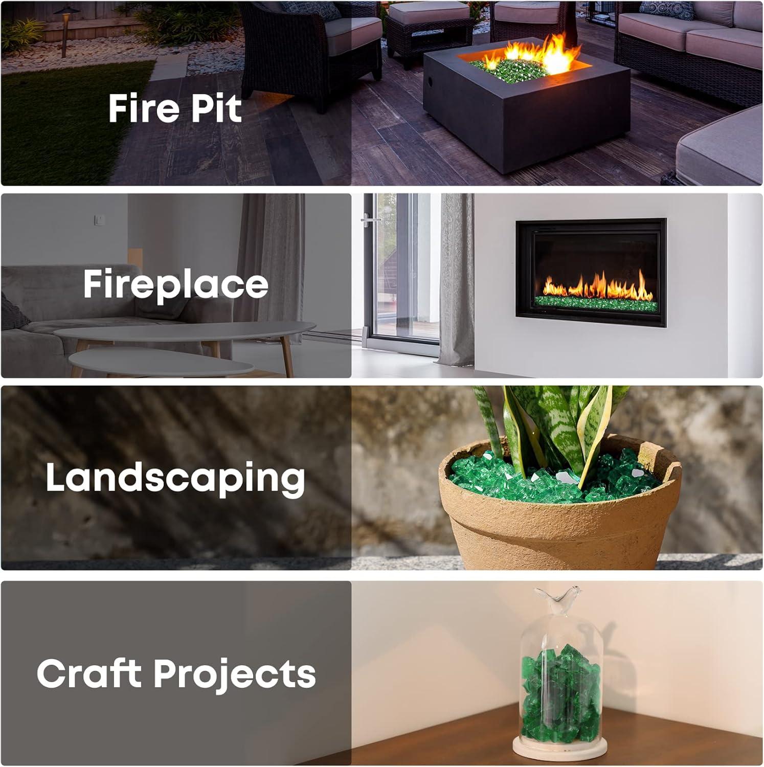Stanbroil 10-Pound Fire Glass – 1/4 inch Reflective Tempered Fire Glass for Fireplace Fire Pit, Copper Reflective Fireglass(Light Green Reflective)