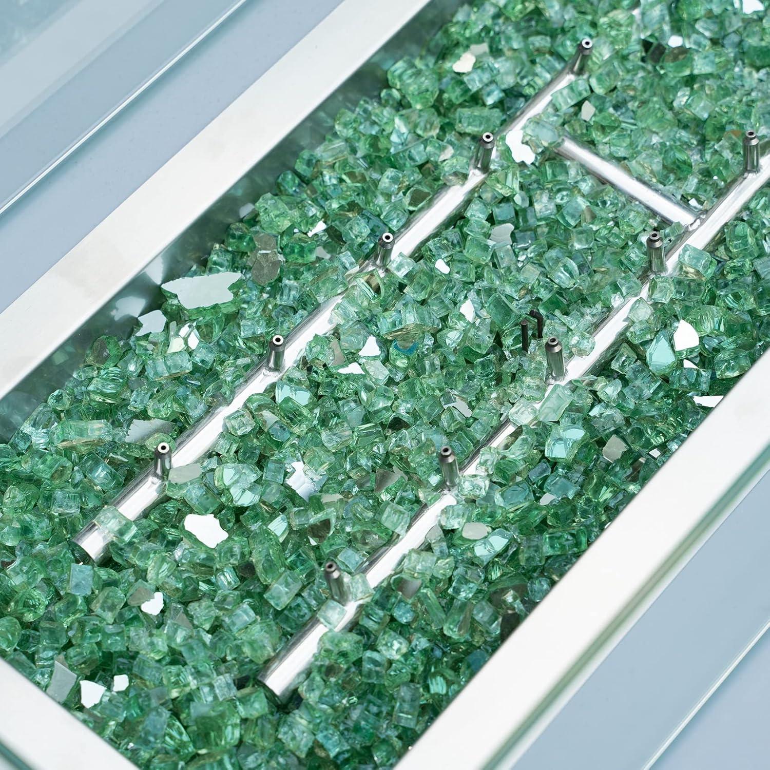 Stanbroil 10-Pound Fire Glass – 1/4 inch Reflective Tempered Fire Glass for Fireplace Fire Pit, Copper Reflective Fireglass(Light Green Reflective)