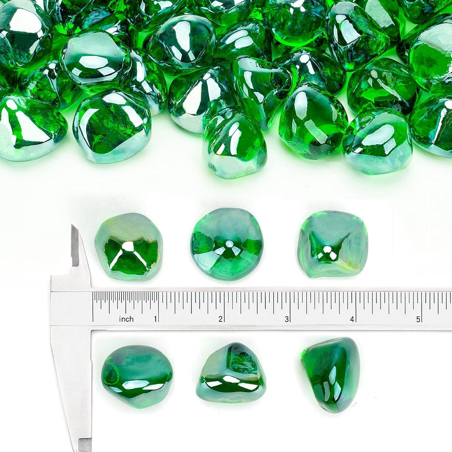 Stanbroil 10-Pound Fire Glass Diamonds – 1/2 inch Luster Fire Glass for Fireplace Fire Pit and Landscaping, Emerald Green Luster(Emerald Green Luster)