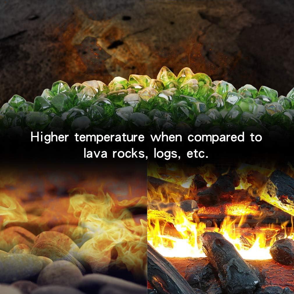 Stanbroil 10-Pound Fire Glass Diamonds – 1/2 inch Luster Fire Glass for Fireplace Fire Pit and Landscaping, Emerald Green Luster(Emerald Green Luster)