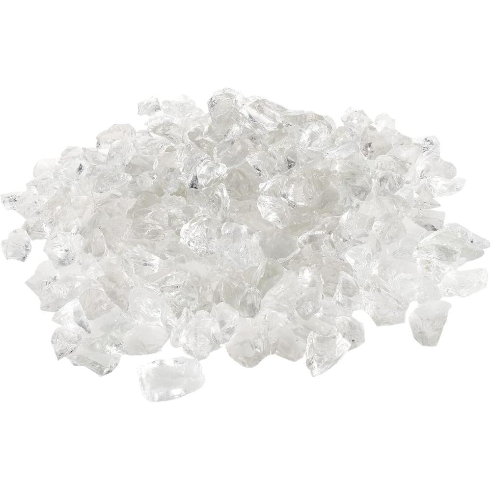 Stanbroil Recycled Fire Glass – 10-Pound Fire Pit Glass for Fireplace | Fire Pit | Gas Log Sets | Landscaping | Fish Tank, Ice Clear