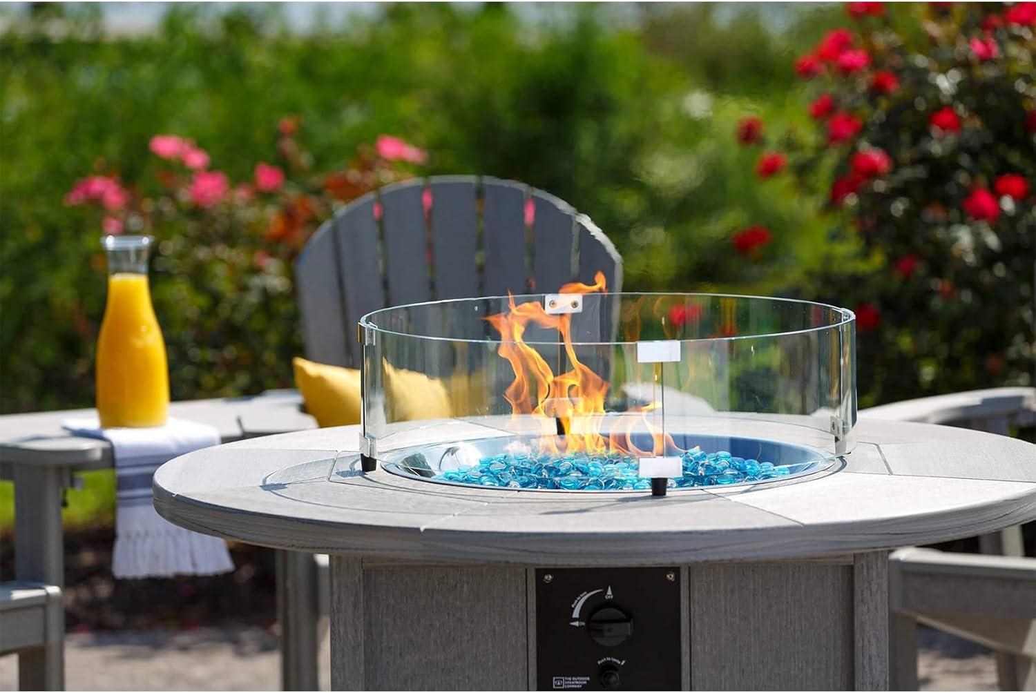 Stanbroil 10-Pound Fire Glass Beads – 1/2 inch Luster Fire Glass Drops for Fireplace Fire Pit | Gas Log Sets | Landscaping | Fish Tank, Amber Luster(Caribbean Blue)
