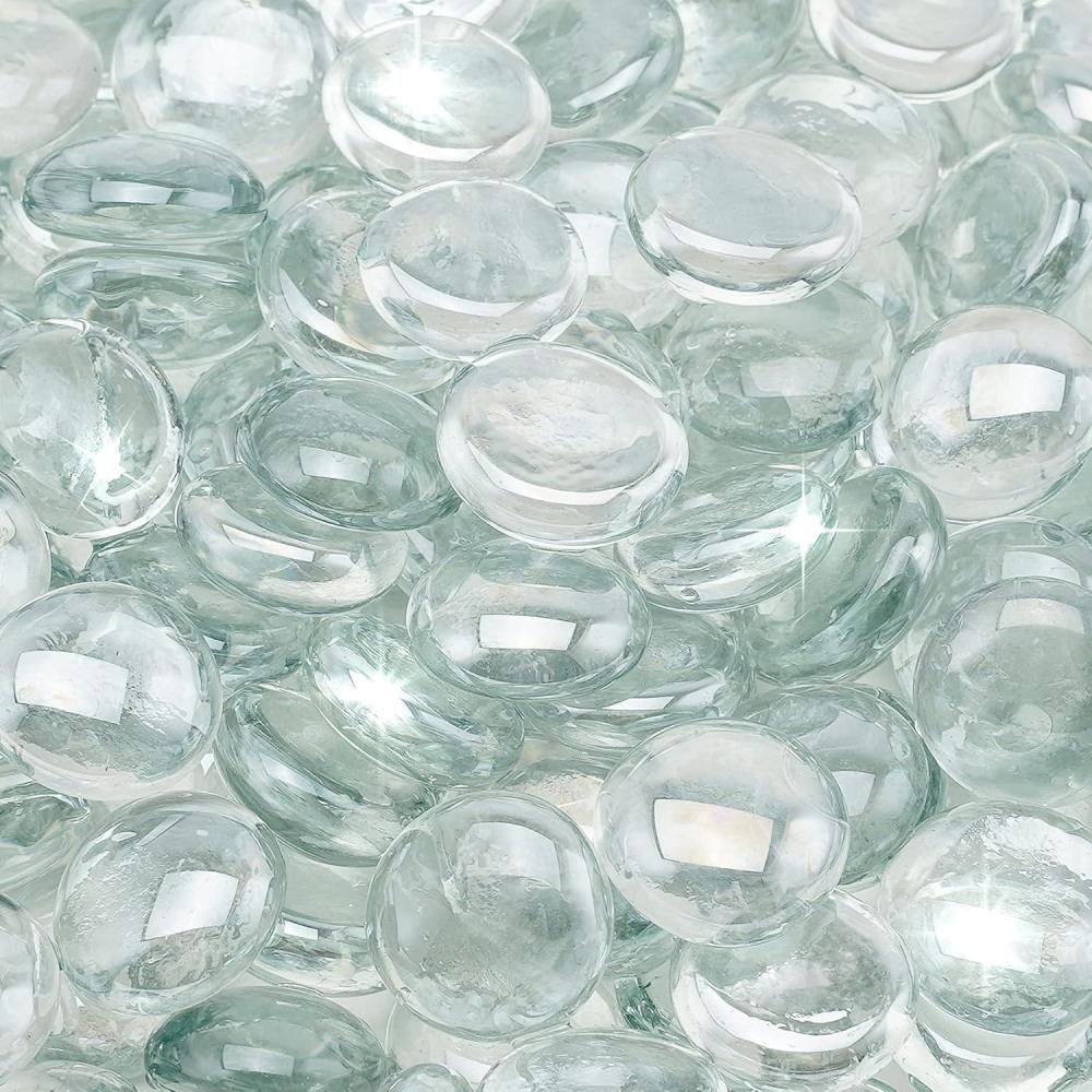 Stanbroil 10-Pound Fire Glass Beads – 1/2 inch Luster Fire Glass Drops for Fireplace Fire Pit | Gas Log Sets | Landscaping | Fish Tank, Amber Luster(Crystal Ice Luster)