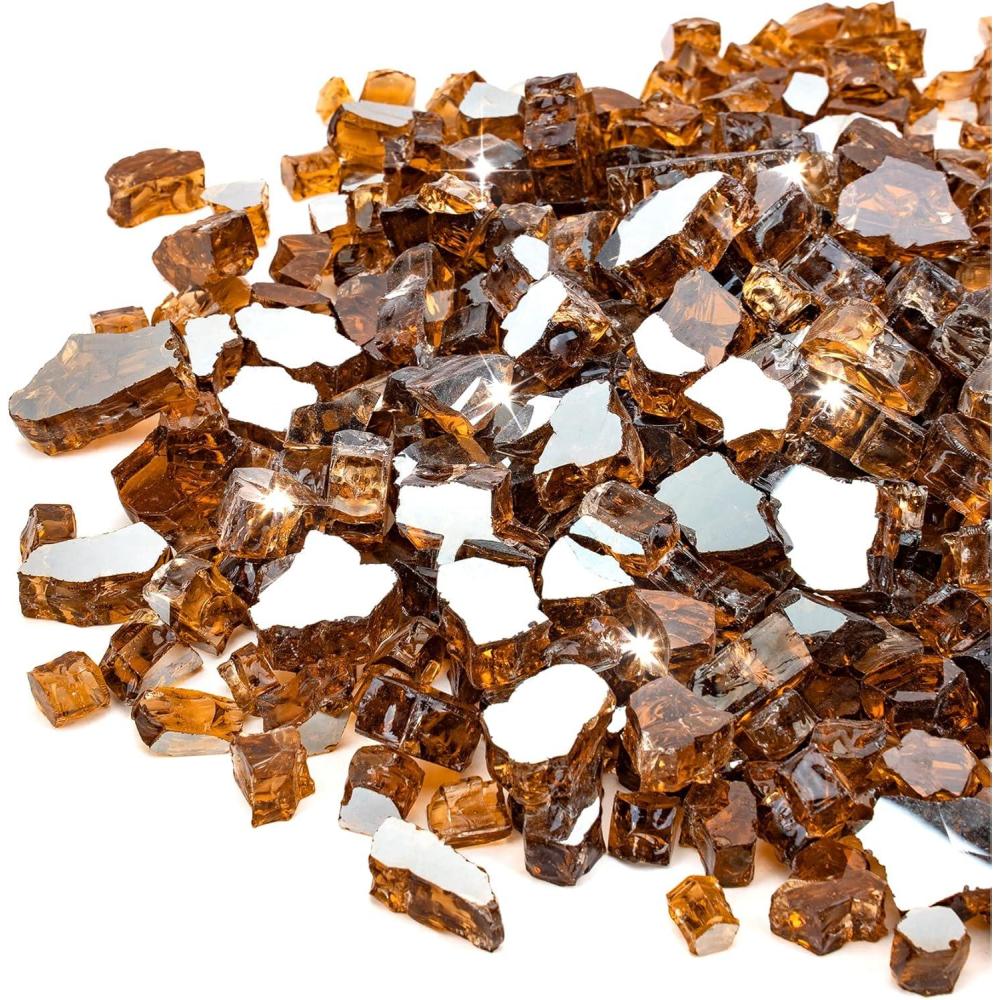 Stanbroil 10-Pound Fire Glass – 1/4 inch Reflective Tempered Fire Glass for Fireplace Fire Pit, Copper Reflective Fireglass(Copper Reflective)