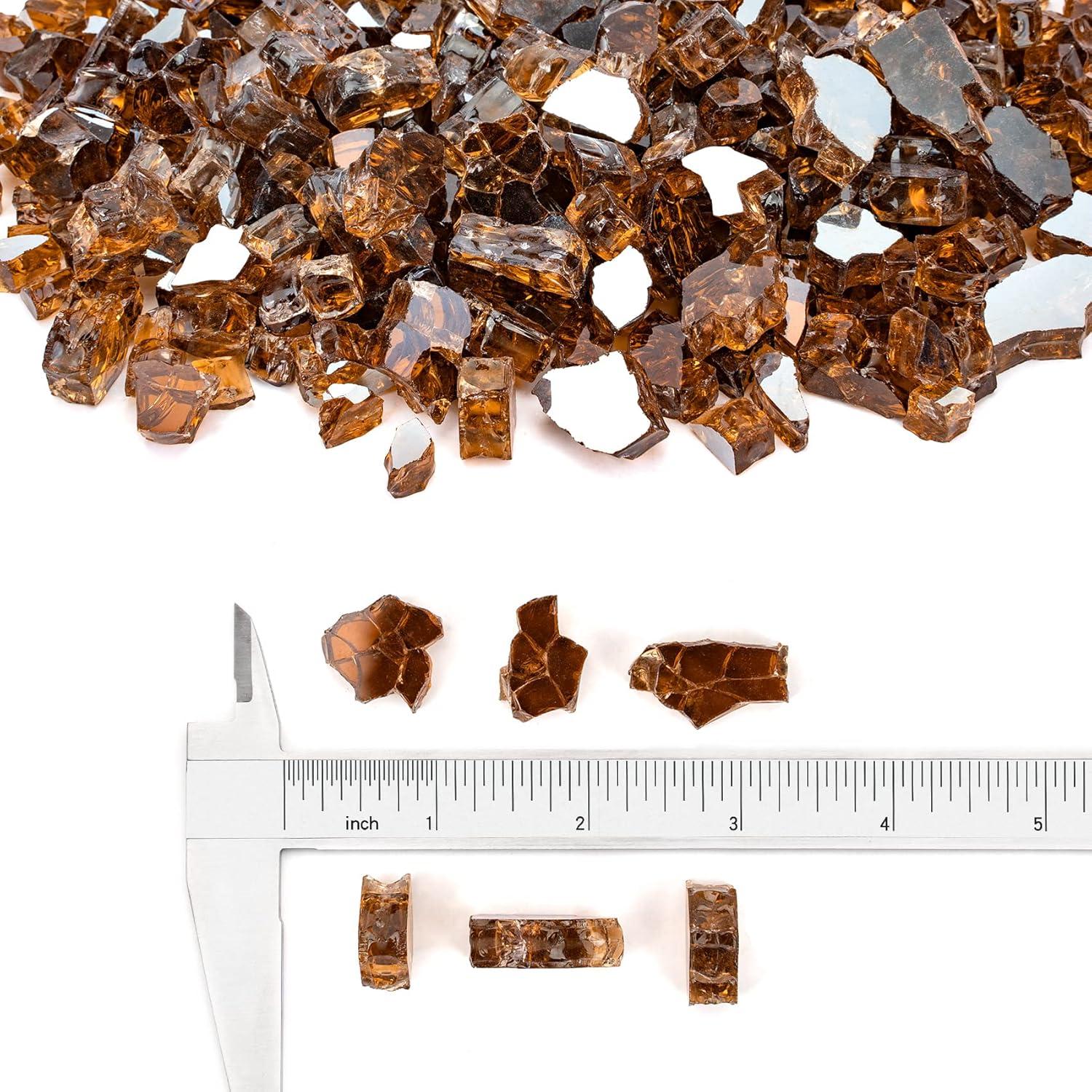 Stanbroil 10-Pound Fire Glass – 1/4 inch Reflective Tempered Fire Glass for Fireplace Fire Pit, Copper Reflective Fireglass(Copper Reflective)