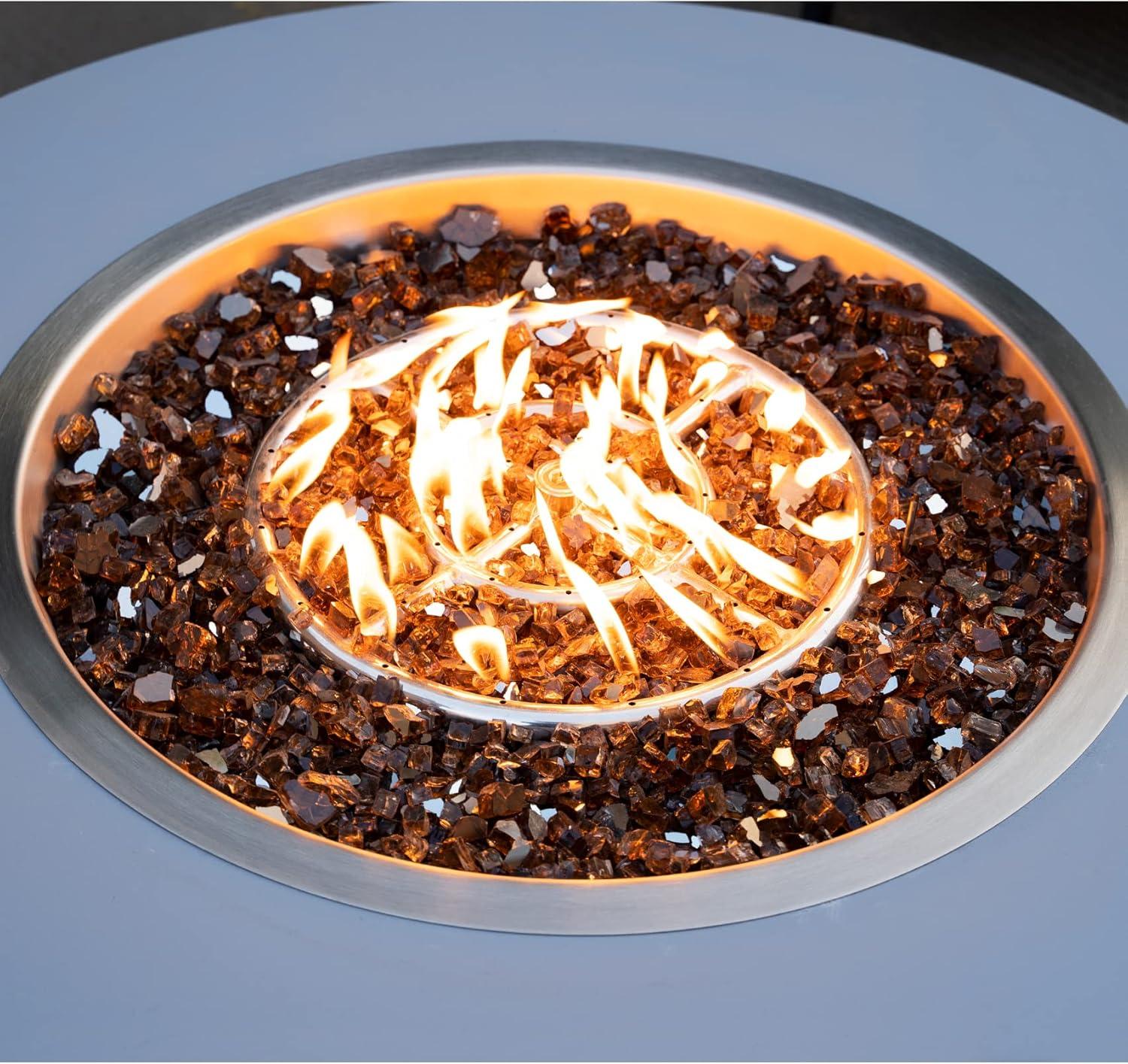 Stanbroil 10-Pound Fire Glass – 1/4 inch Reflective Tempered Fire Glass for Fireplace Fire Pit, Copper Reflective Fireglass(Copper Reflective)