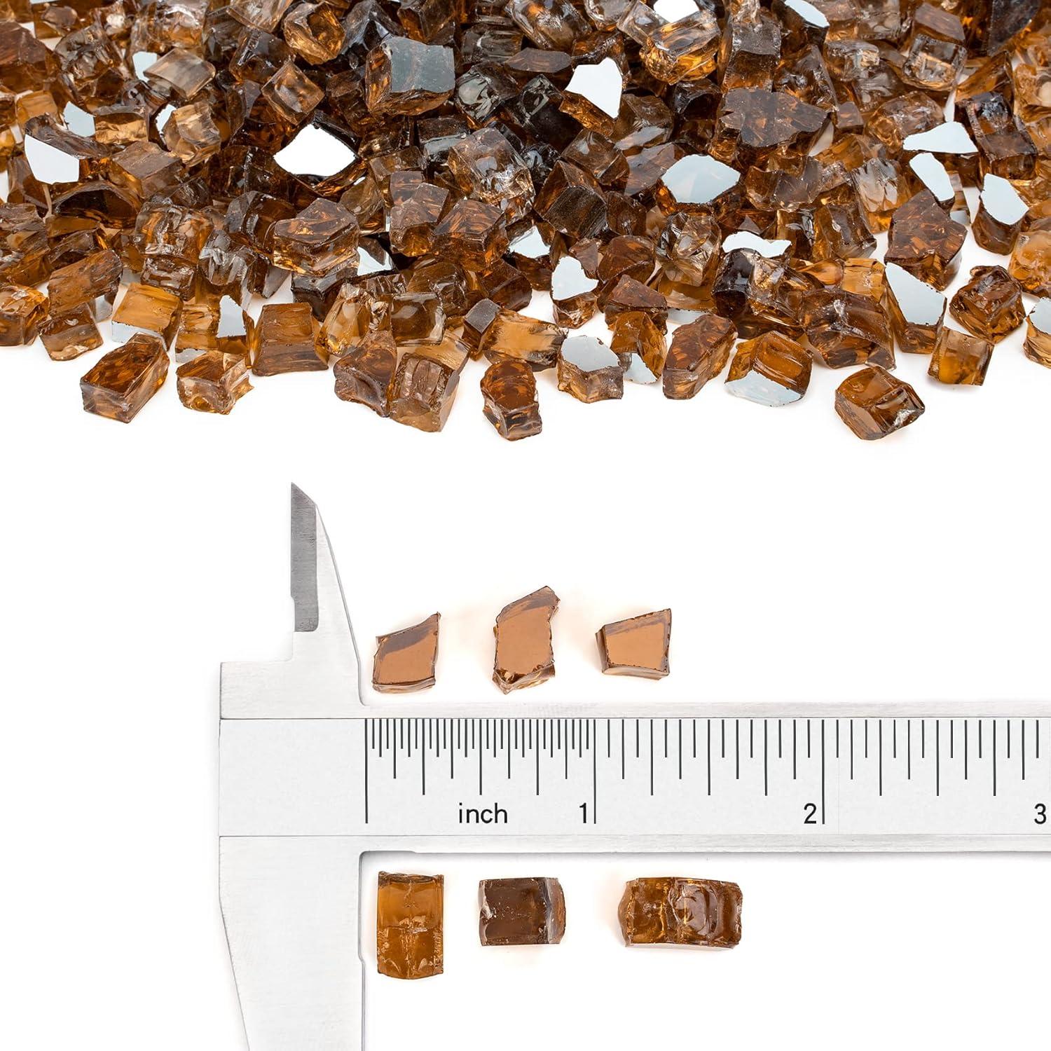 Stanbroil 10-Pound Fire Glass – 1/4 inch Reflective Tempered Fire Glass for Fireplace Fire Pit, Copper Reflective Fireglass(Copper Reflective)