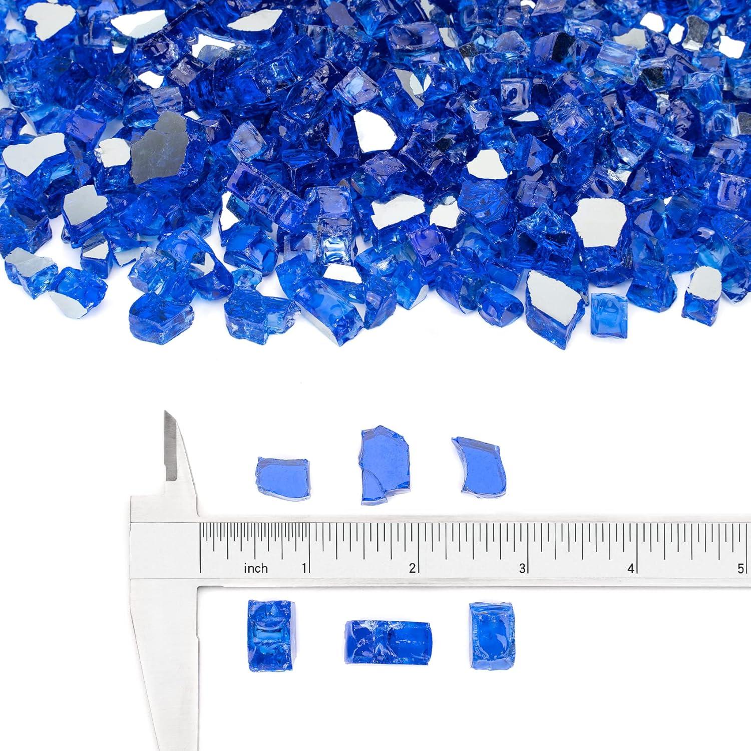 Stanbroil 10-Pound Fire Glass – 1/4 inch Reflective Tempered Fire Glass for Fireplace Fire Pit, Copper Reflective Fireglass(Cobalt Blue Reflective)
