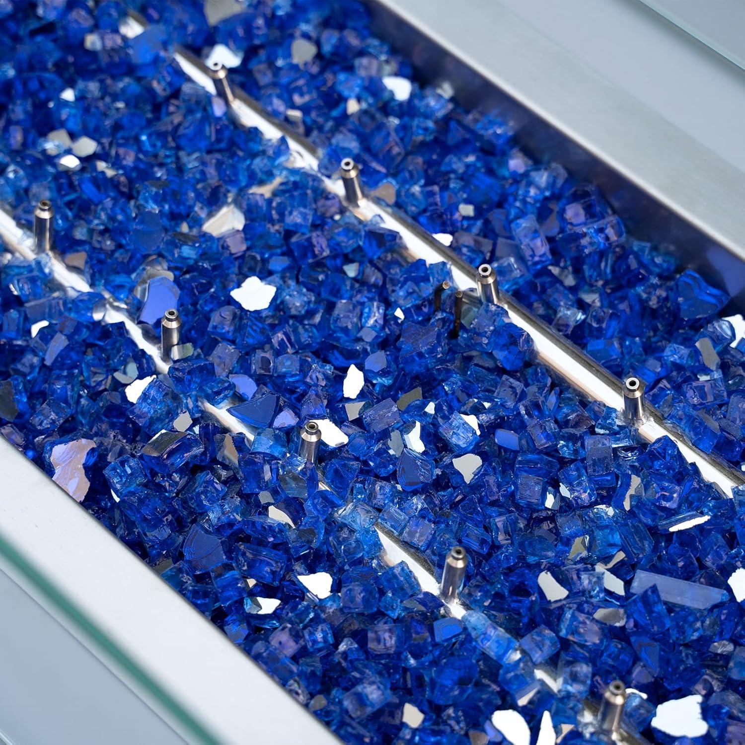 Stanbroil 10-Pound Fire Glass – 1/4 inch Reflective Tempered Fire Glass for Fireplace Fire Pit, Copper Reflective Fireglass(Cobalt Blue Reflective)